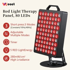 WECCT Red Light Therapy Panel, 80 LEDs, 660nm & 850nm with 5 Intensity Levels & 360° Rotation Image 2