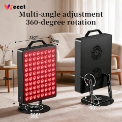 WECCT Red Light Therapy Panel, 80 LEDs, 660nm & 850nm with 5 Intensity Levels & 360° Rotation Image 4