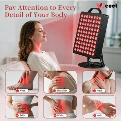 WECCT Red Light Therapy Panel, 80 LEDs, 660nm & 850nm with 5 Intensity Levels & 360° Rotation Image 5